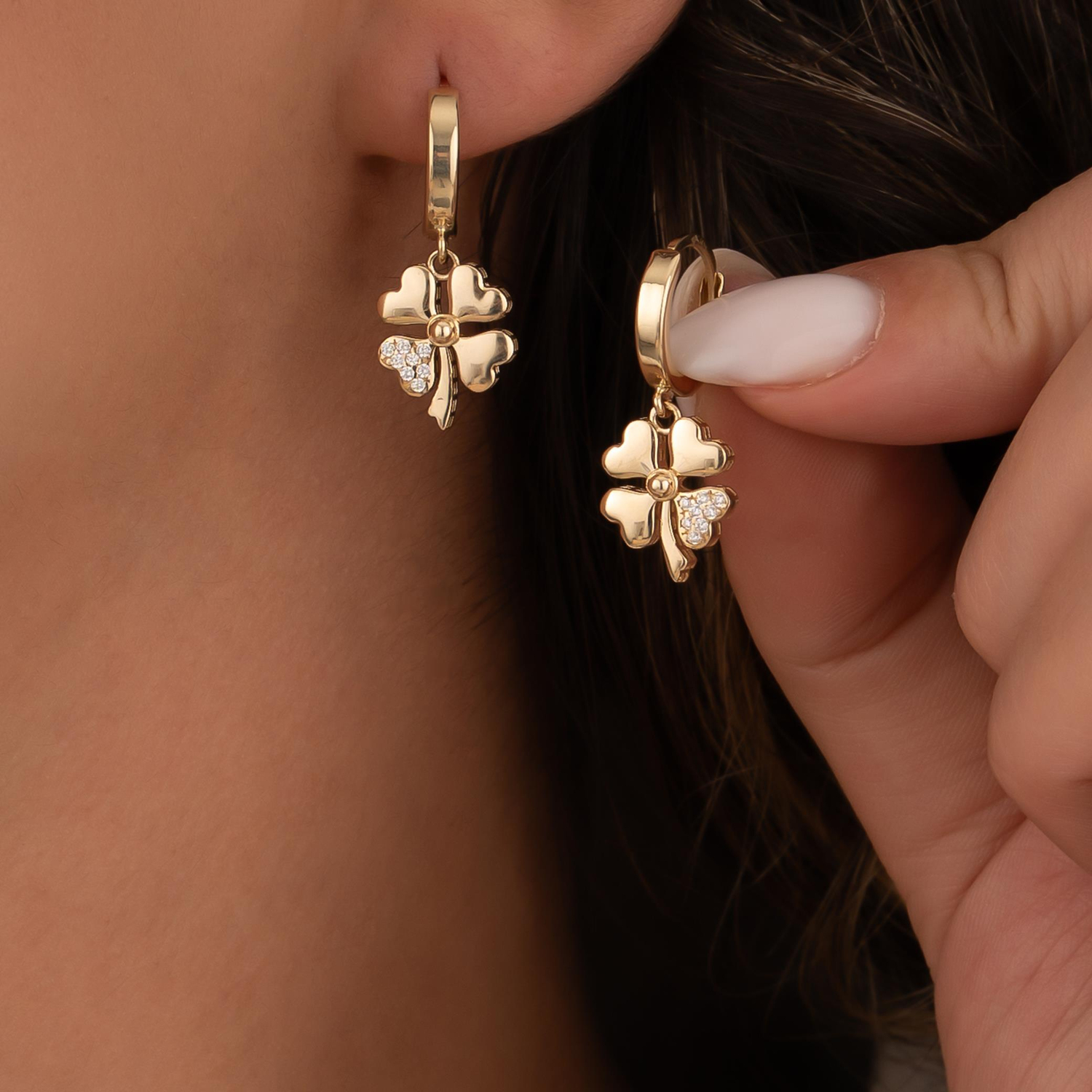 Taşlı Yonca Model 14 Ayar Altın