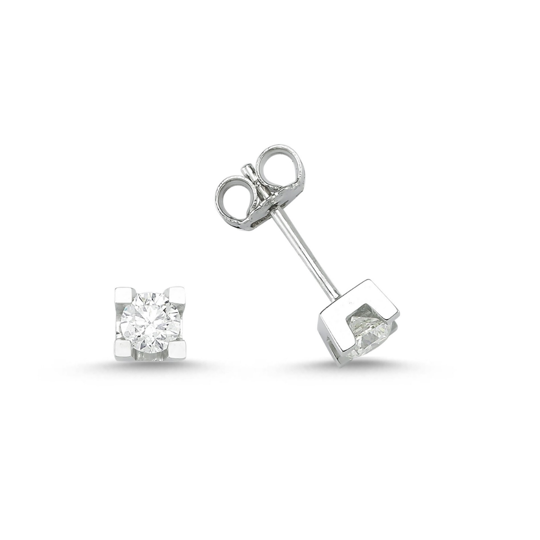 Tek Taş Küpe 14 Ayar Altın