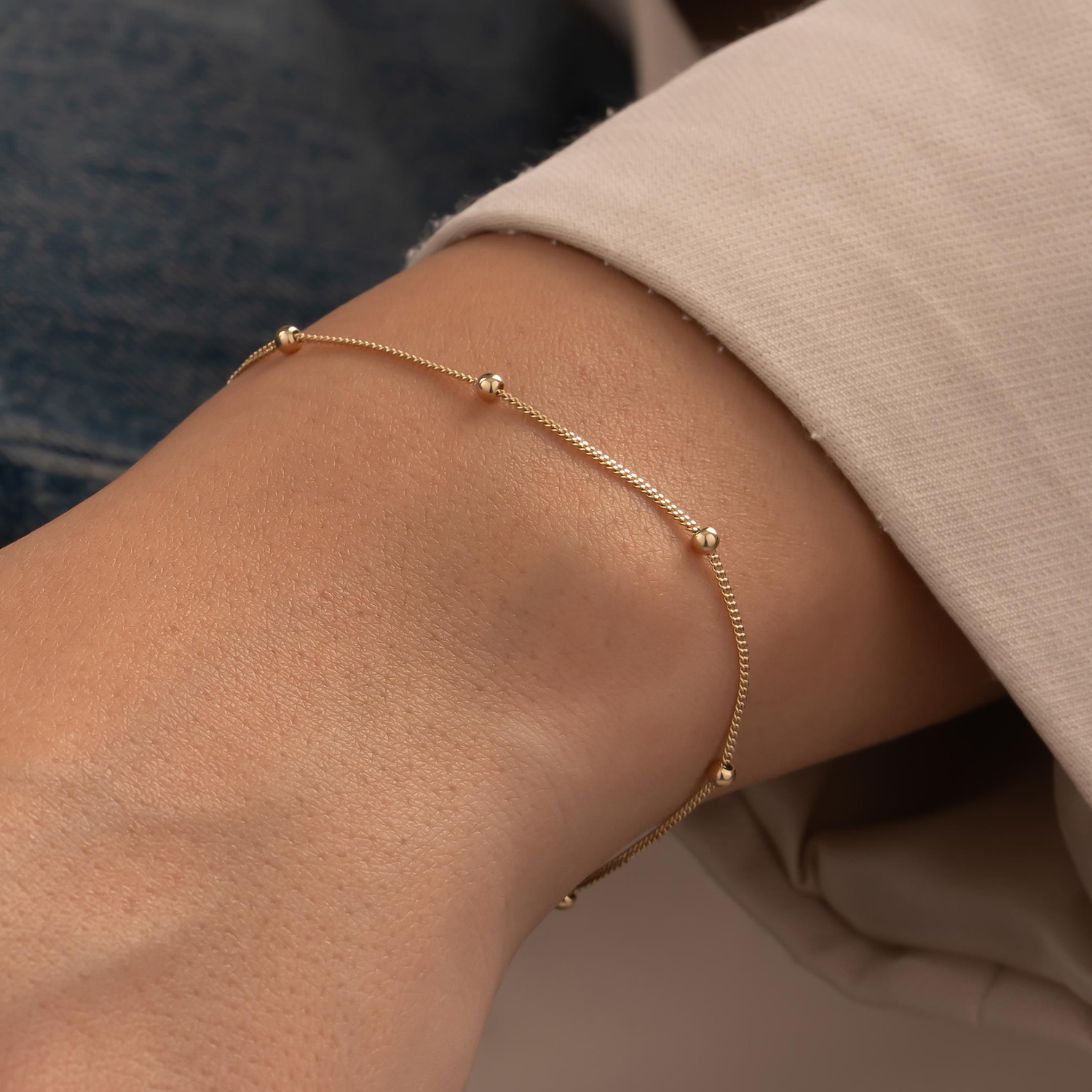 Top Top Zincir 14 Ayar Altın Bileklik