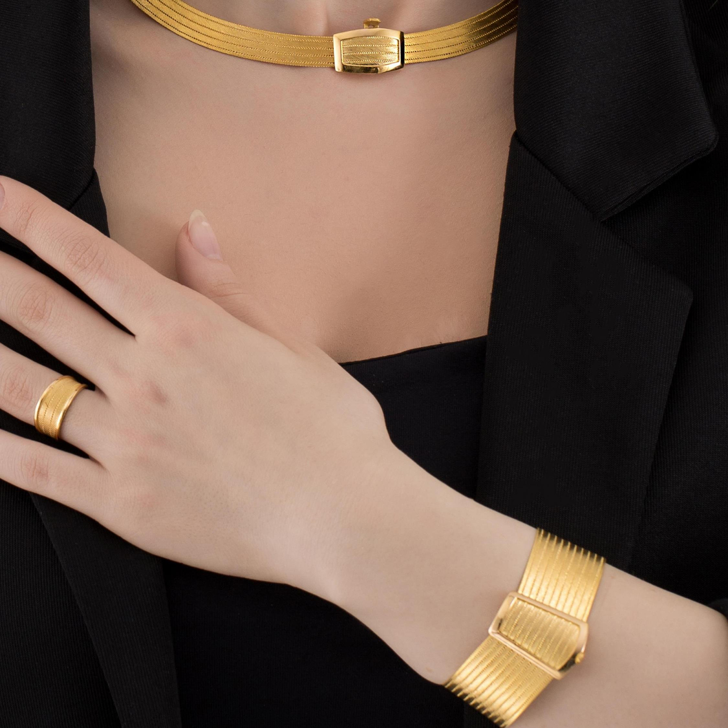 Trabzon Hasır Altın Bileklik Klasik Toka 11 Sıra 14 Ayar Altın 