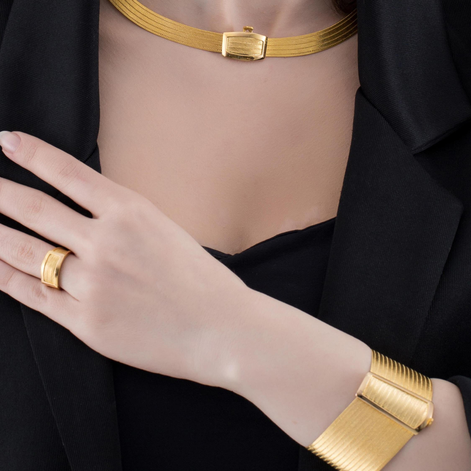 Trabzon Hasır Altın Bileklik Klasik Toka 15 Sıra 14 Ayar Altın 