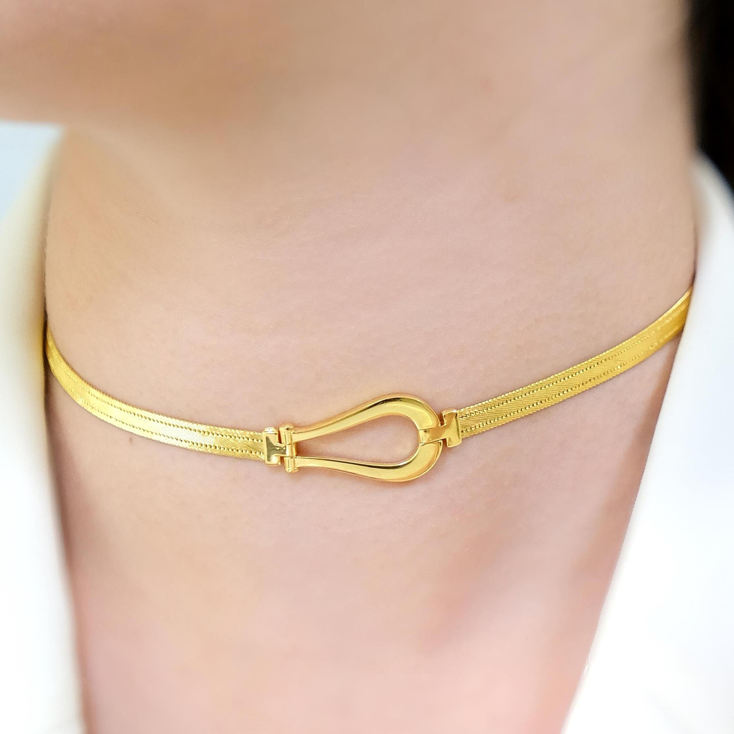 Trabzon Hasır Modern Damla Model 14 Ayar 3 Sıra Altın Kolye Sarı