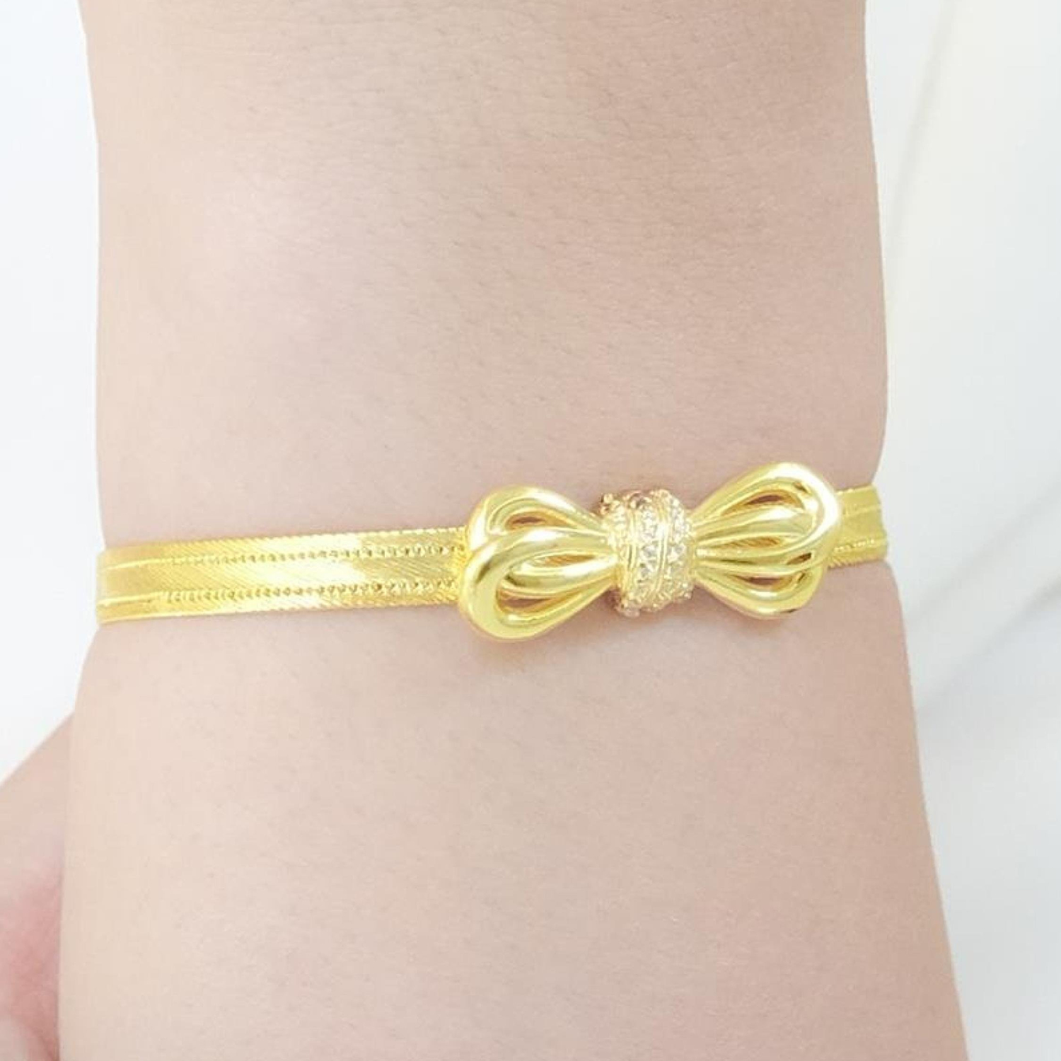 Trabzon Hasır Modern Fiyonk Model 14 Ayar 3 Sıra Altın Bileklik Sarı