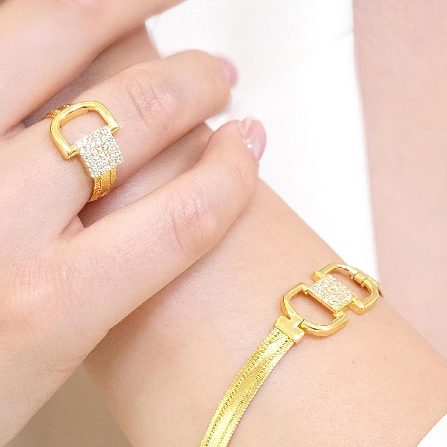 Trabzon Hasır Modern Kemer Model 14 Ayar 3 Sıra Altın Kolye Sarı