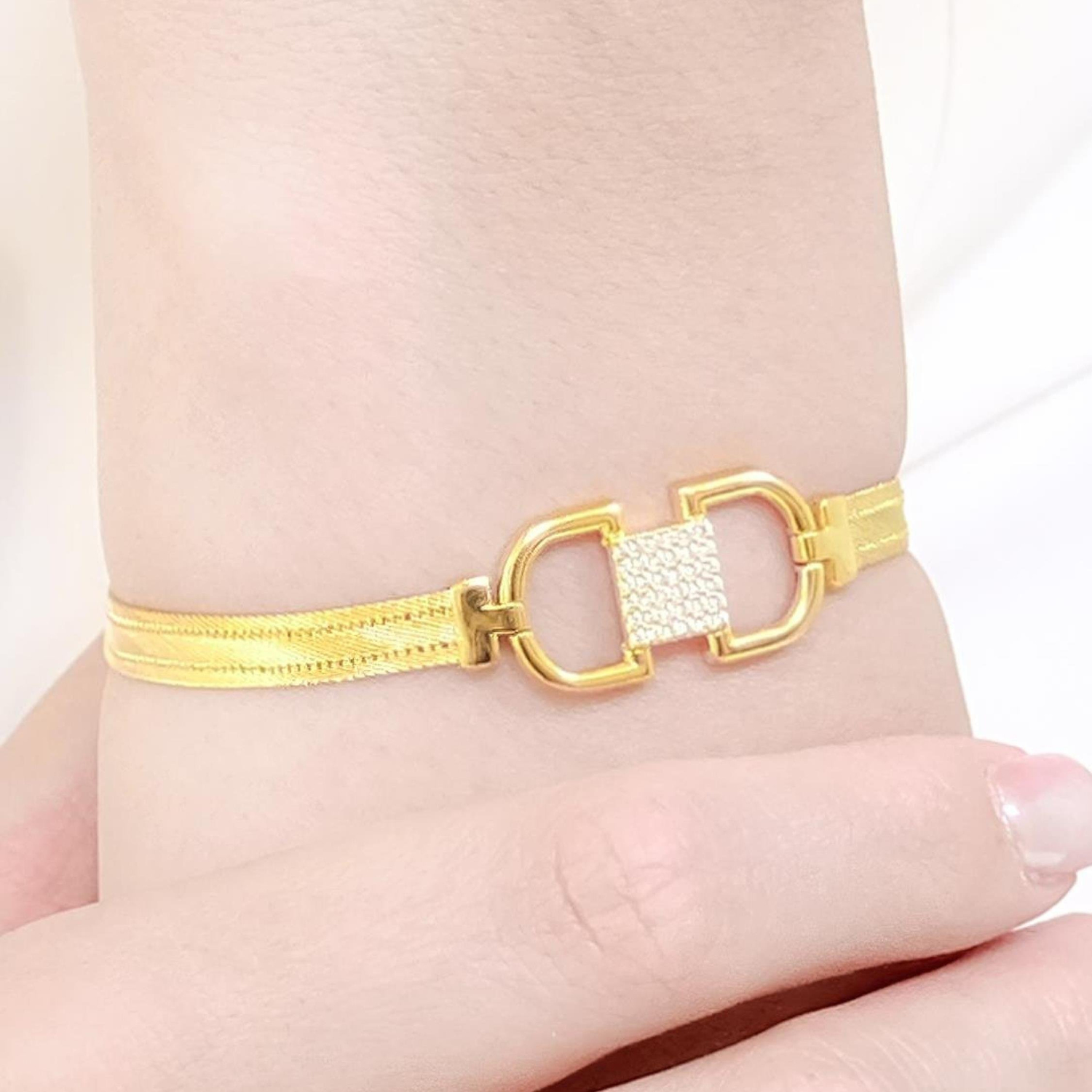 Trabzon Hasır Modern Kemer Model 14 Ayar 3 Sıra Altın Bileklik Sarı