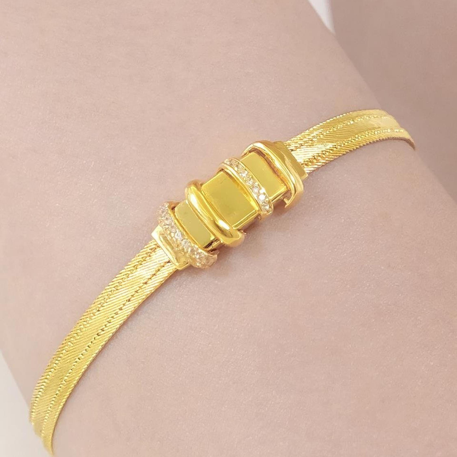 Trabzon Hasır Modern Lal Model 14 Ayar 3 Sıra Altın Bileklik Sarı