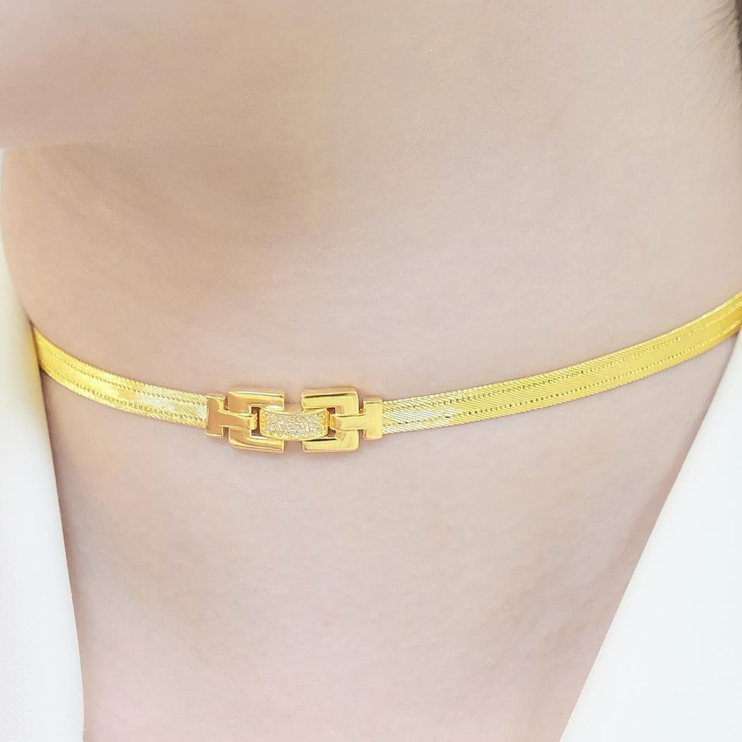 Trabzon Hasır Modern Taşlı 14 Ayar 3 Sıra Altın Set Sarı