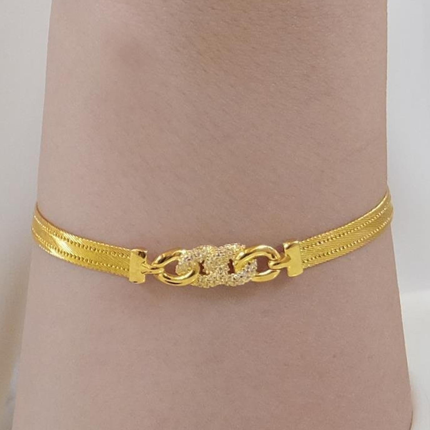 Trabzon Hasır Modern Taşlı Gurmet Model 14 Ayar 3 Sıra Altın Set Sarı