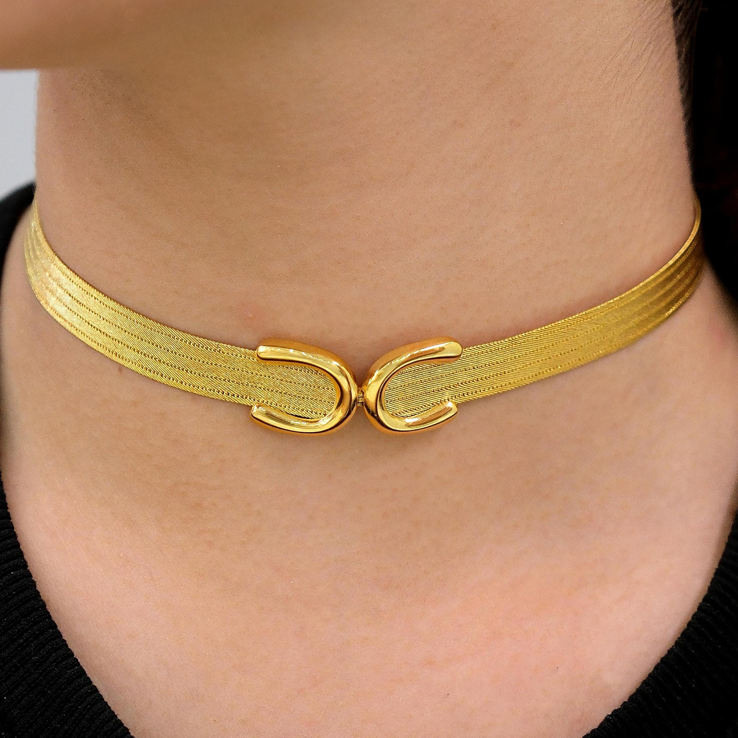 Trabzon Hasır Modern Taşsız Felix Model 14 Ayar 5 Sıra Altın Kolye Sarı