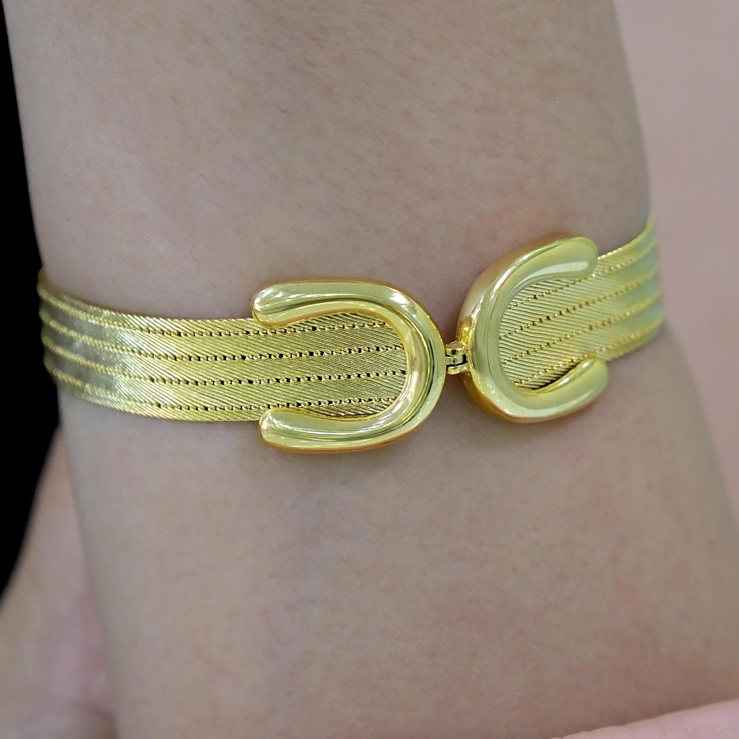 Trabzon Hasır Modern Taşsız Felix Model 14 Ayar 5 Sıra Altın Bileklik Sarı