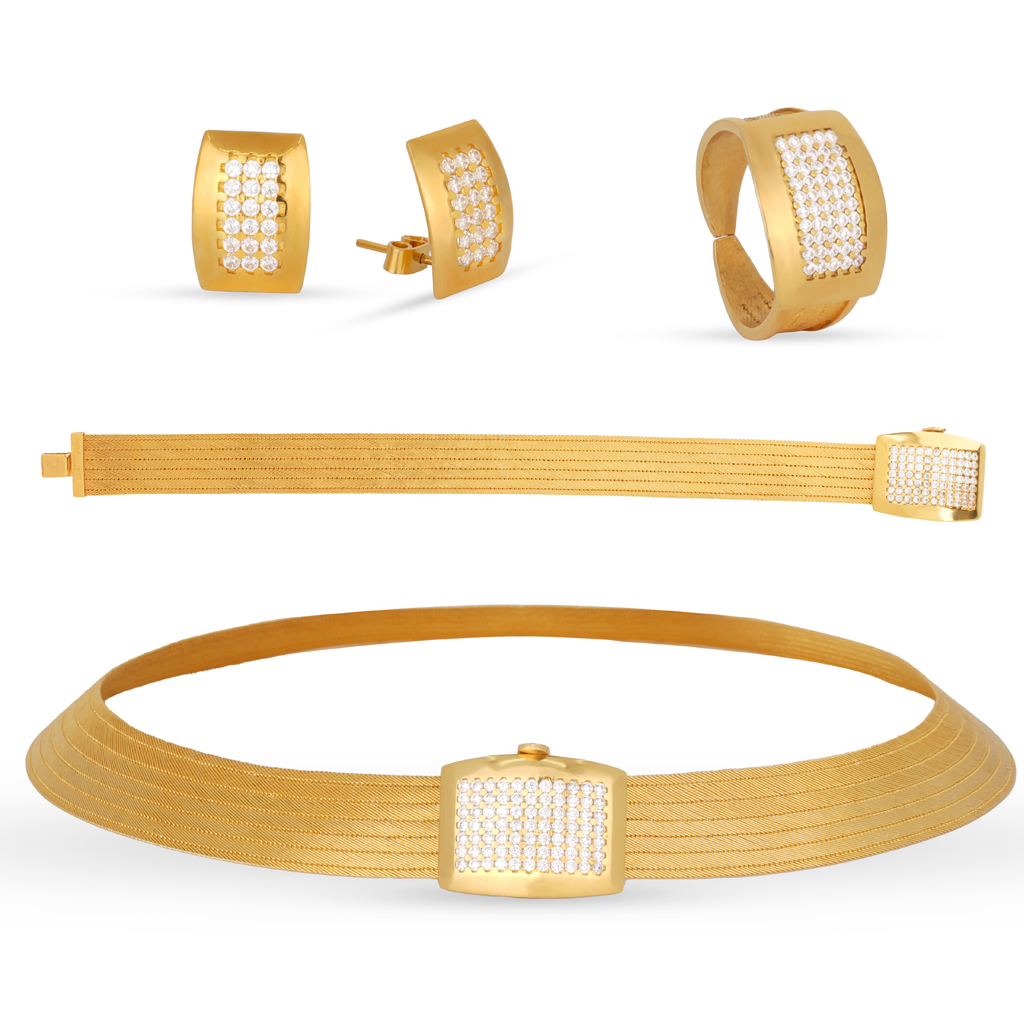 Trabzon Hasır Set Klasik Taşlı Toka 7 Sıra 14 Ayar Altın