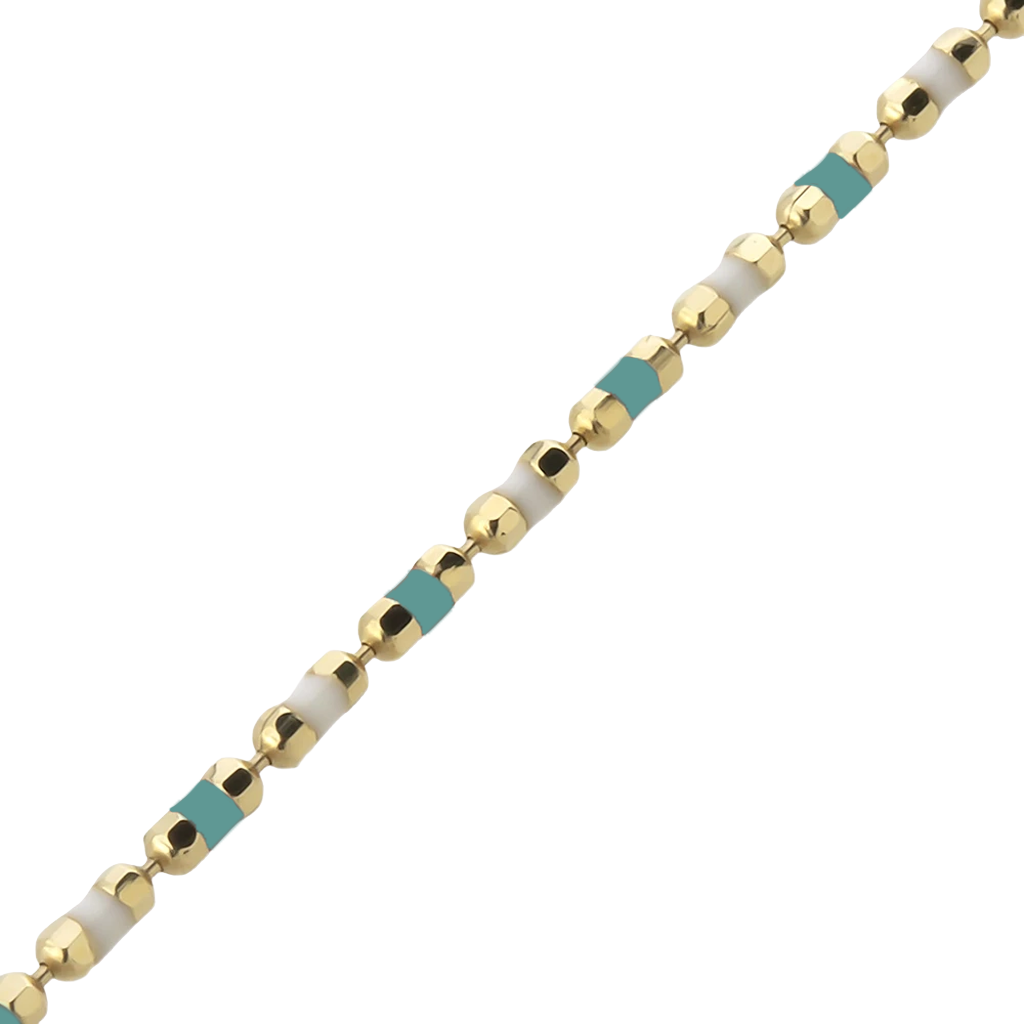 Turkuaz Beyaz Mineli 14 Ayar Altın Bileklik