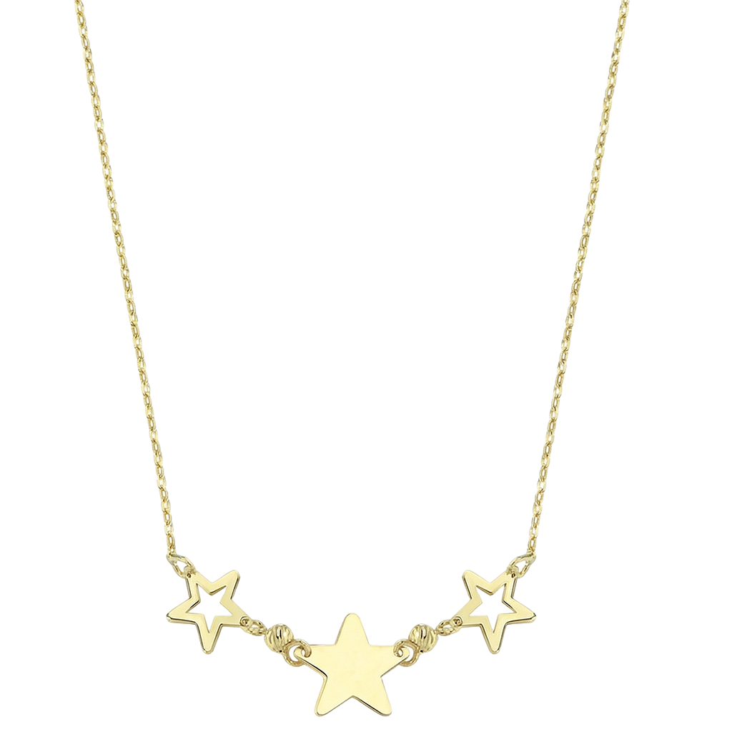 Üç Yıldızlı Minimal 14 Ayar Altın Kolye