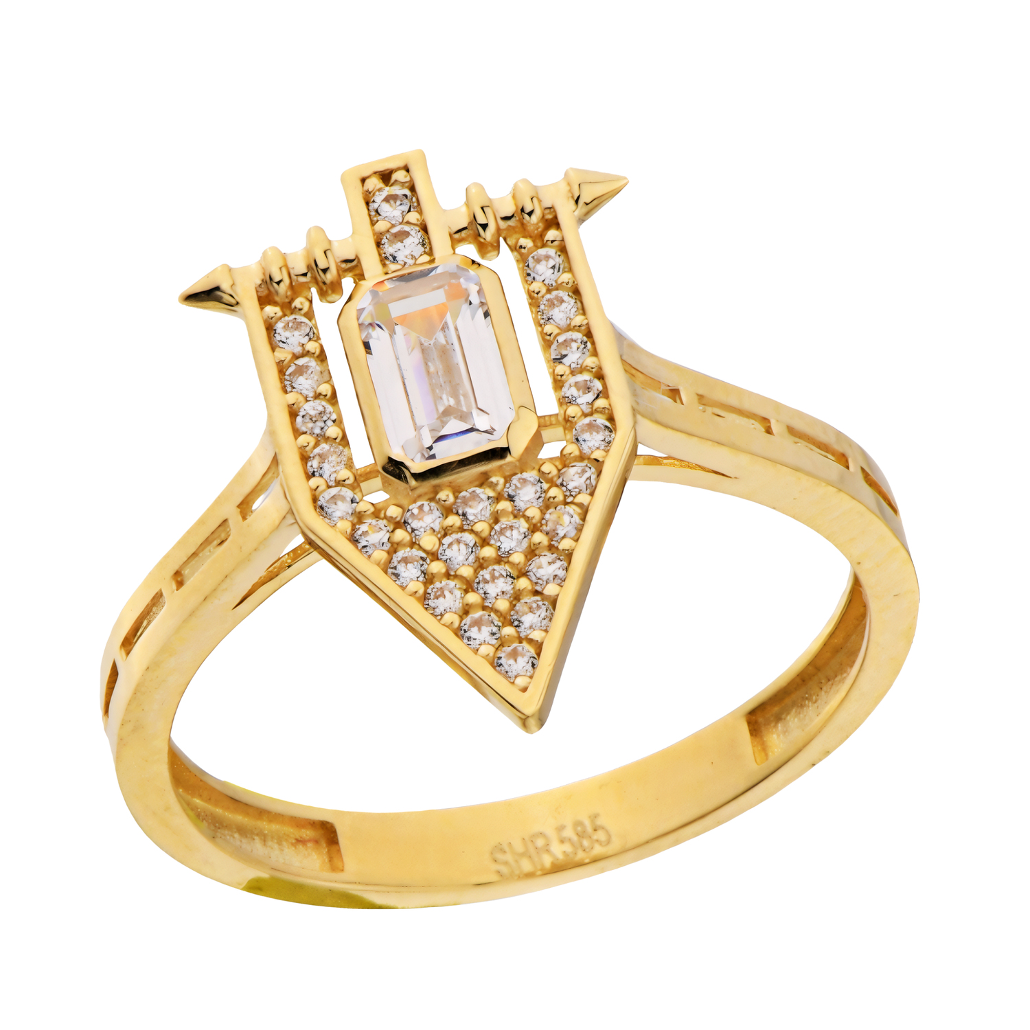 Üçgen Taşlı 14 Ayar Altın Yüzük 