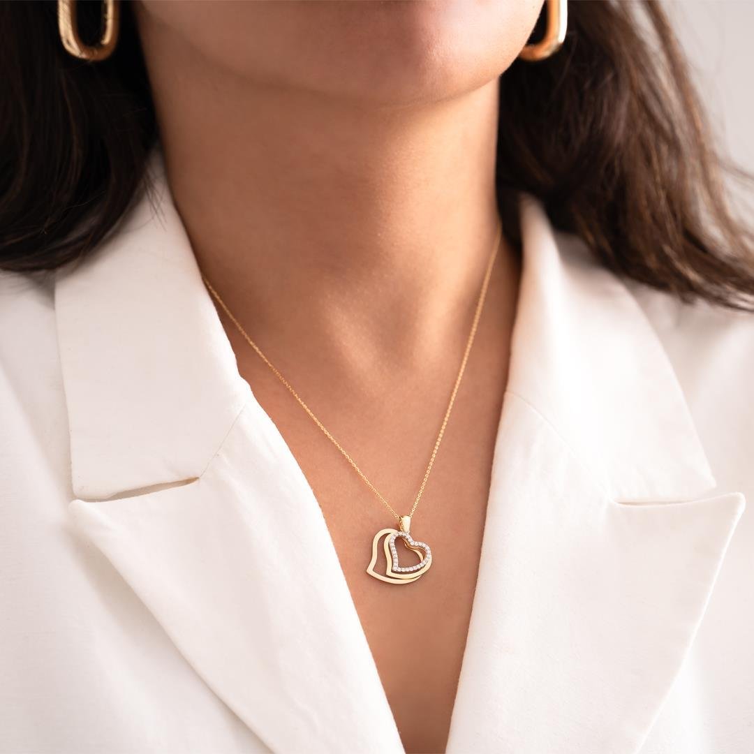 Üçlü Kalp Minimal 14 Ayar Kolye