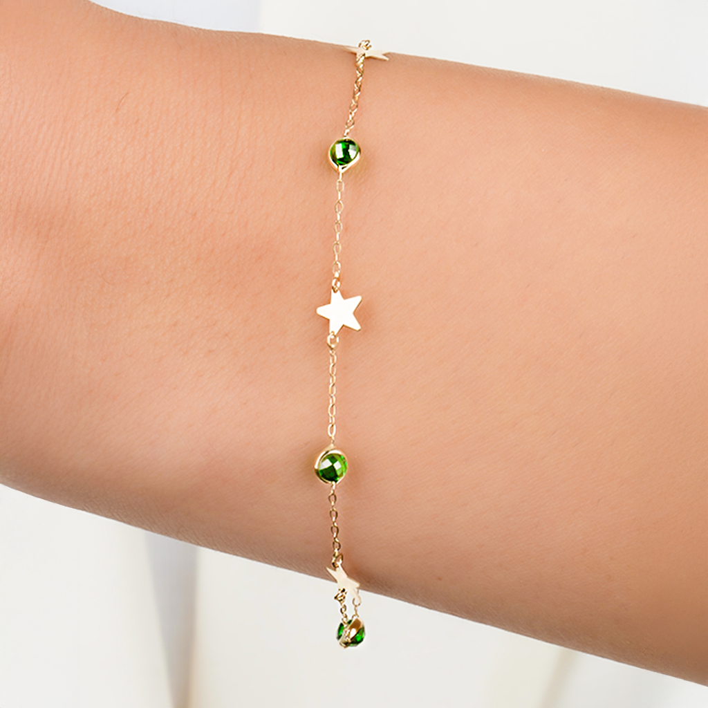 Yıldız Figürlü 14 Ayar Altın Minimal Bileklik