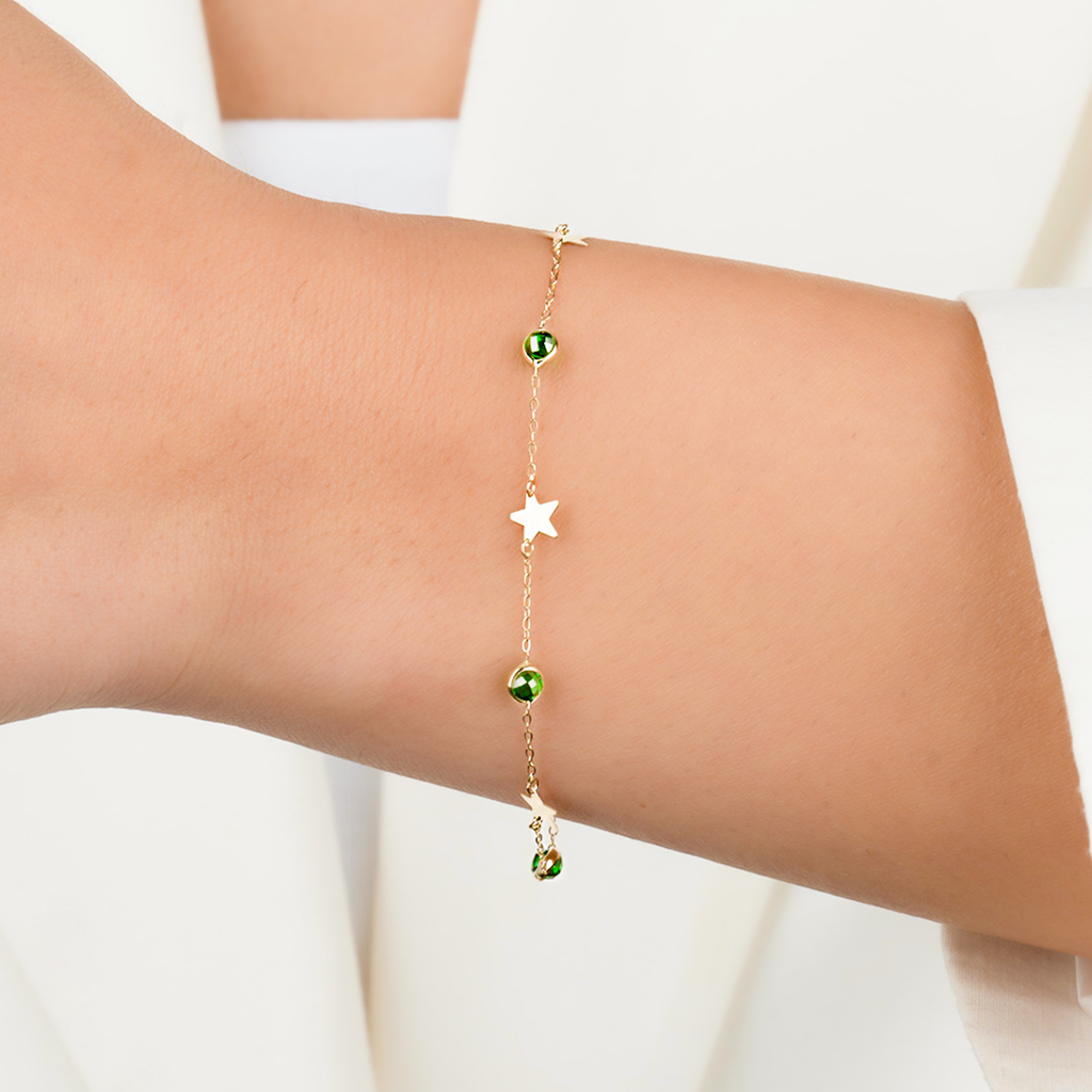 Yıldız Figürlü 14 Ayar Altın Minimal Bileklik