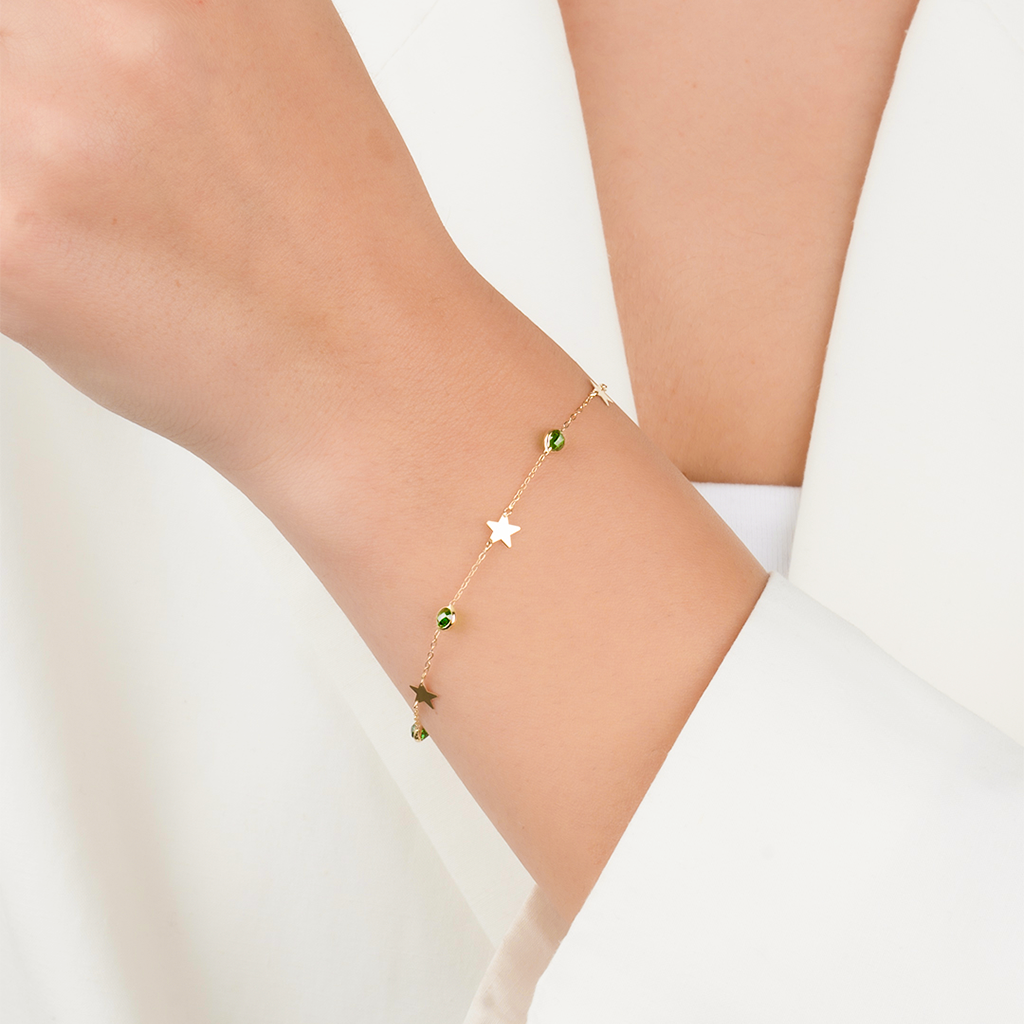 Yıldız Figürlü 14 Ayar Altın Minimal Bileklik