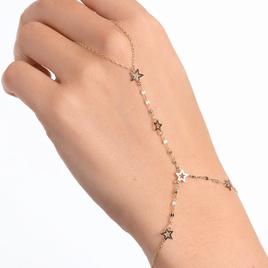 Yıldız Figürlü 14 Ayar Altın Şahmeran Bileklik