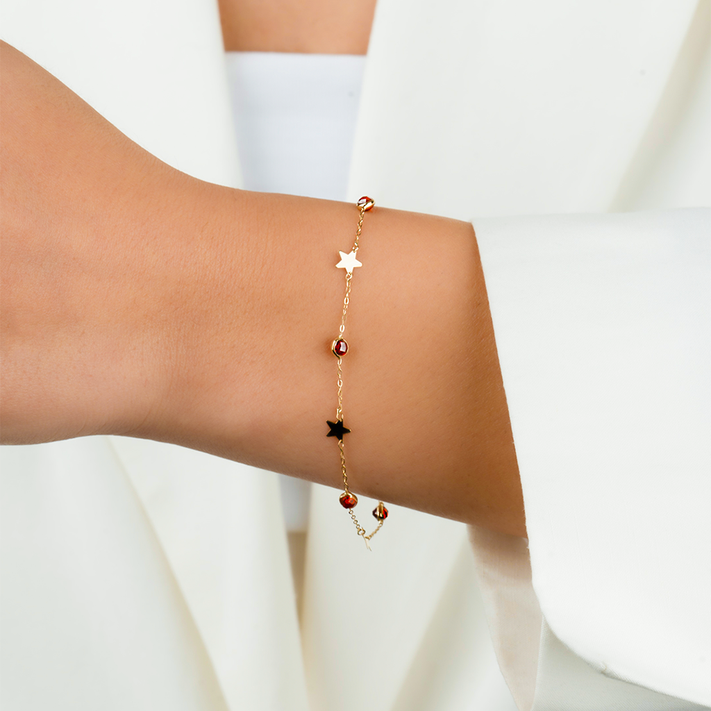 Yıldız Motifli 14 Ayar Altın Minimal Bileklik