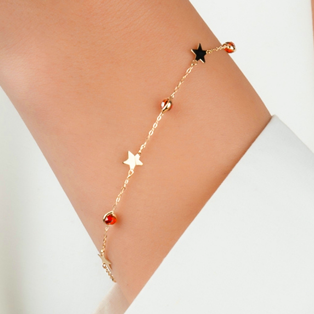 Yıldız Motifli 14 Ayar Altın Minimal Bileklik