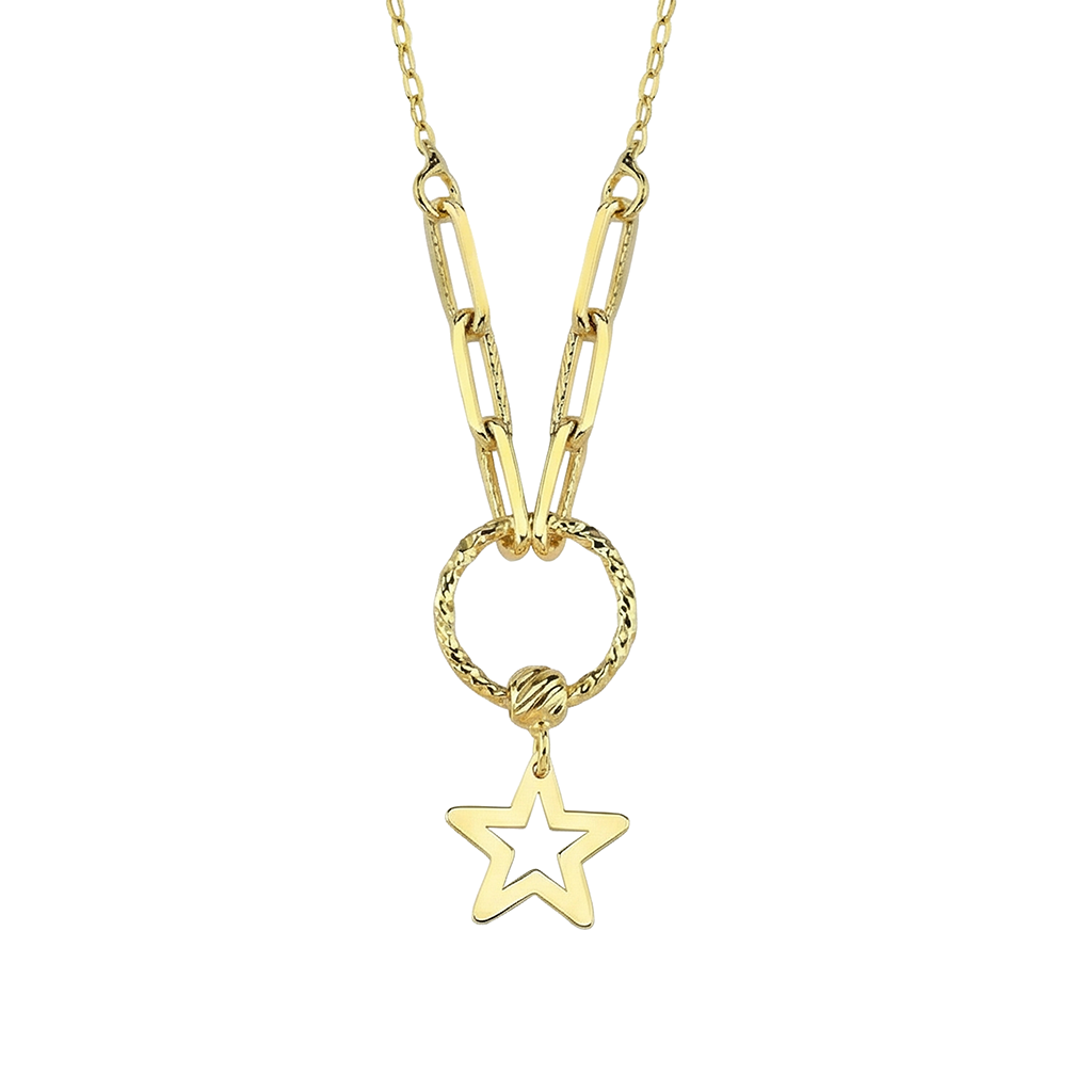 Yıldızlı Minimal 14 Ayar Altın Kolye