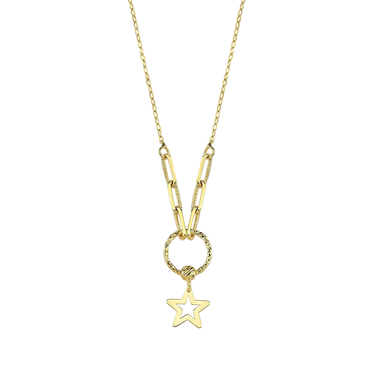Yıldızlı Minimal 14 Ayar Altın Kolye