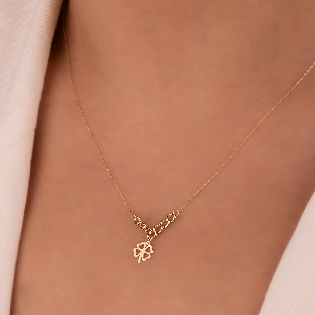 Yonca 14 Ayar Altın Kolye