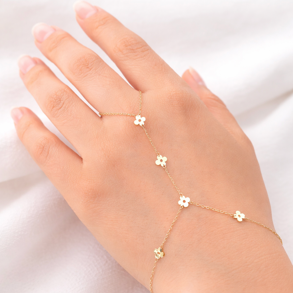 Yonca Figürlü 14 Ayar Altın Şahmeran Bileklik