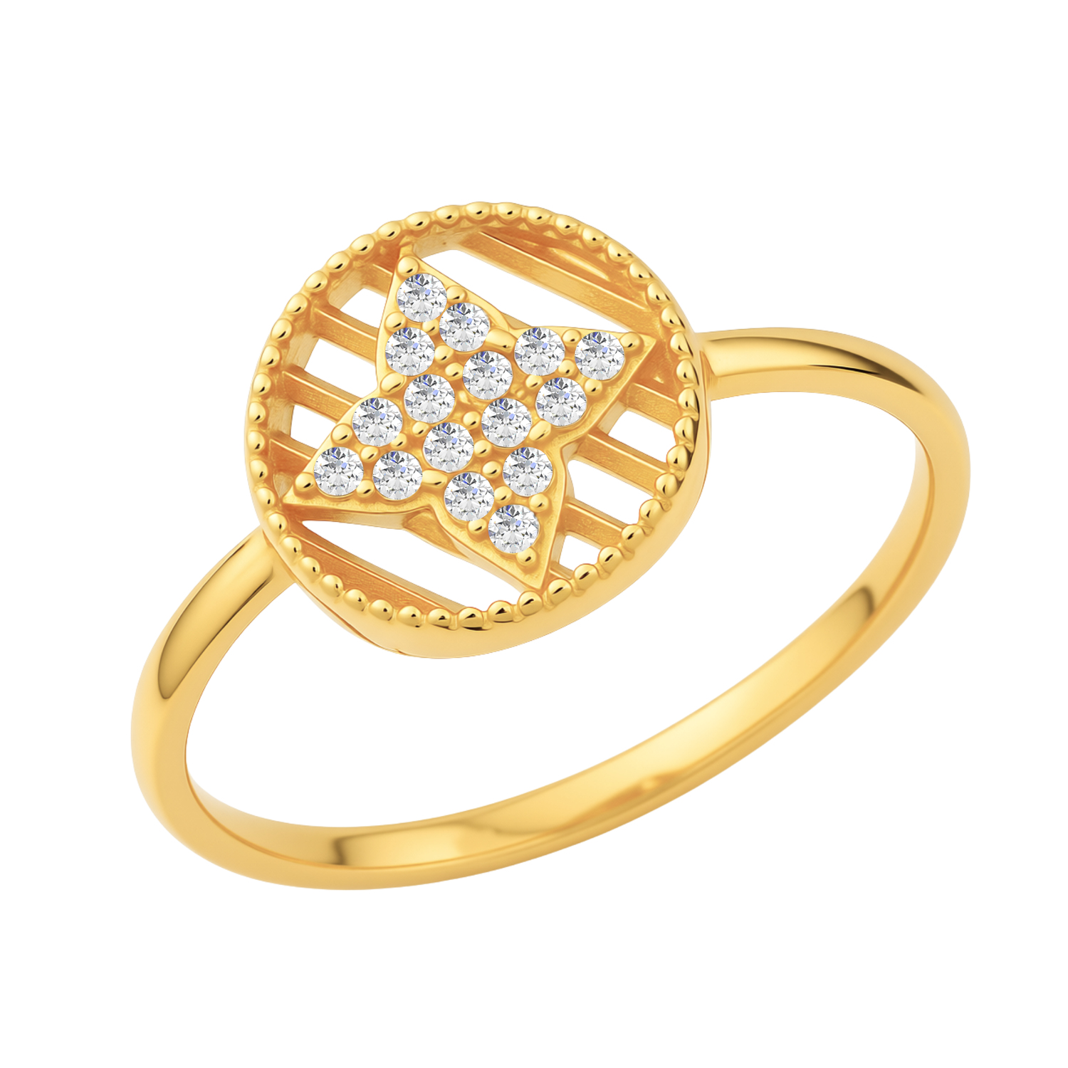 Yuvarlak Taşlı 14 Ayar Altın Yüzük