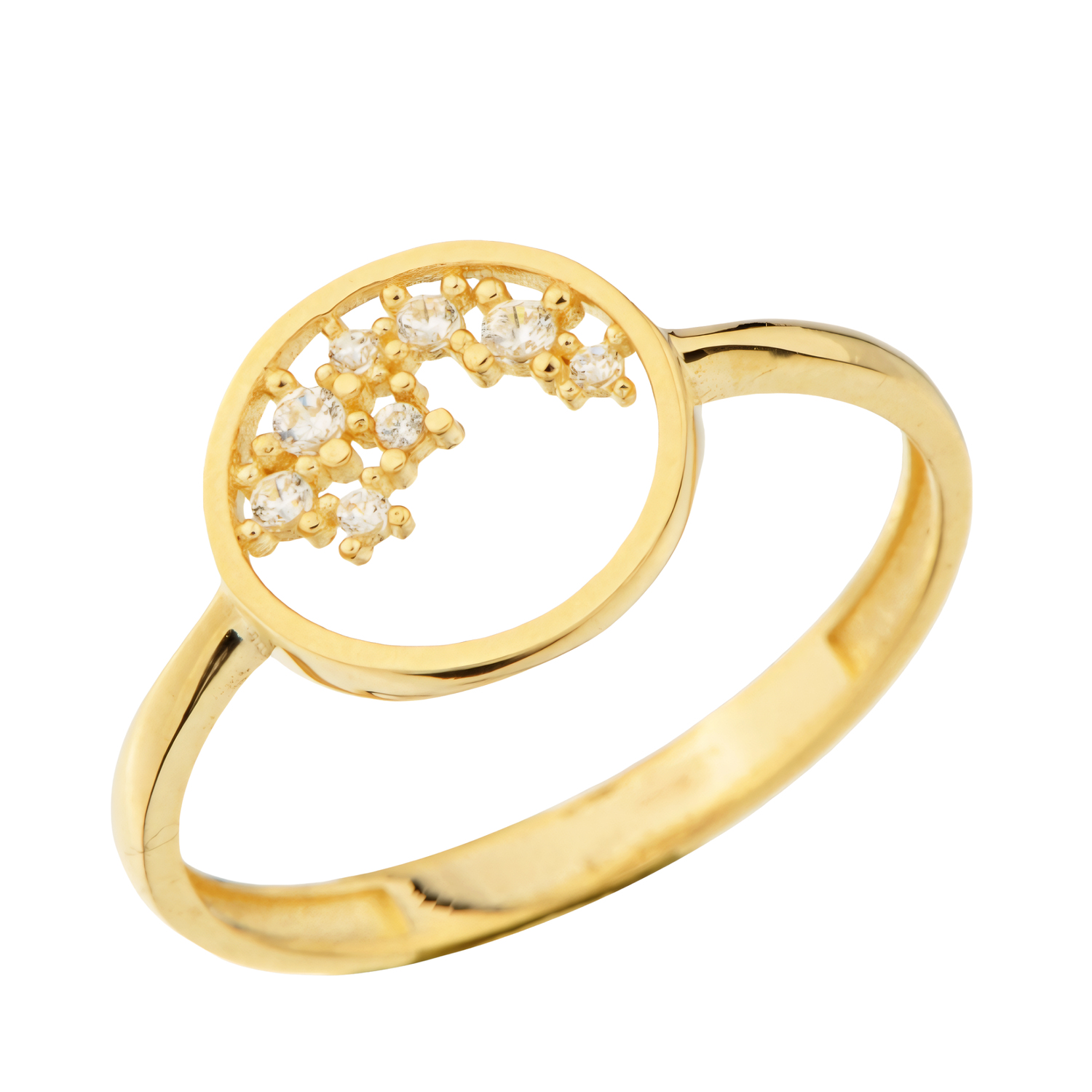 Yuvarlak Taşlı 14 Ayar Altın Yüzük 