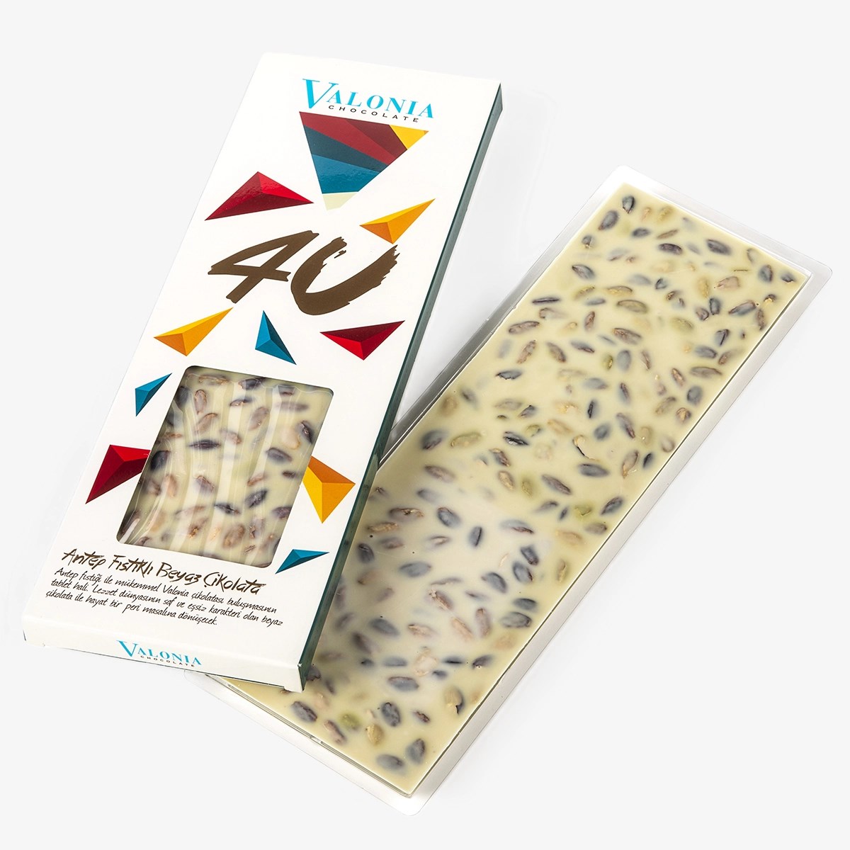 4U Beyaz Antep Fıstıklı Çikolata  300Gr.