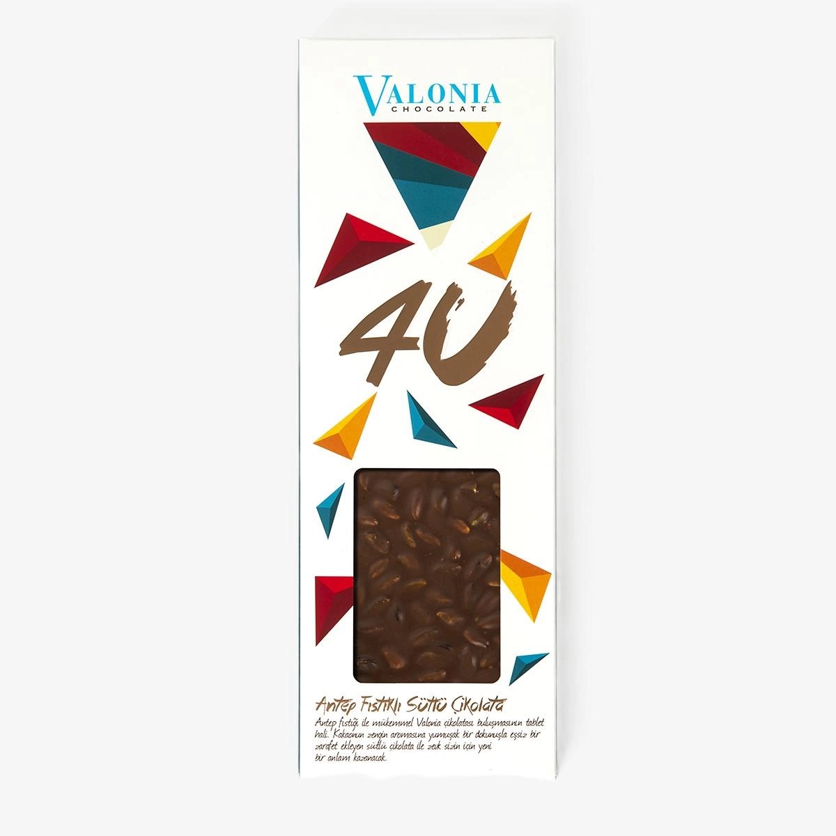 4U Sütlü Antep Fıstıklı Çikolata  300Gr.
