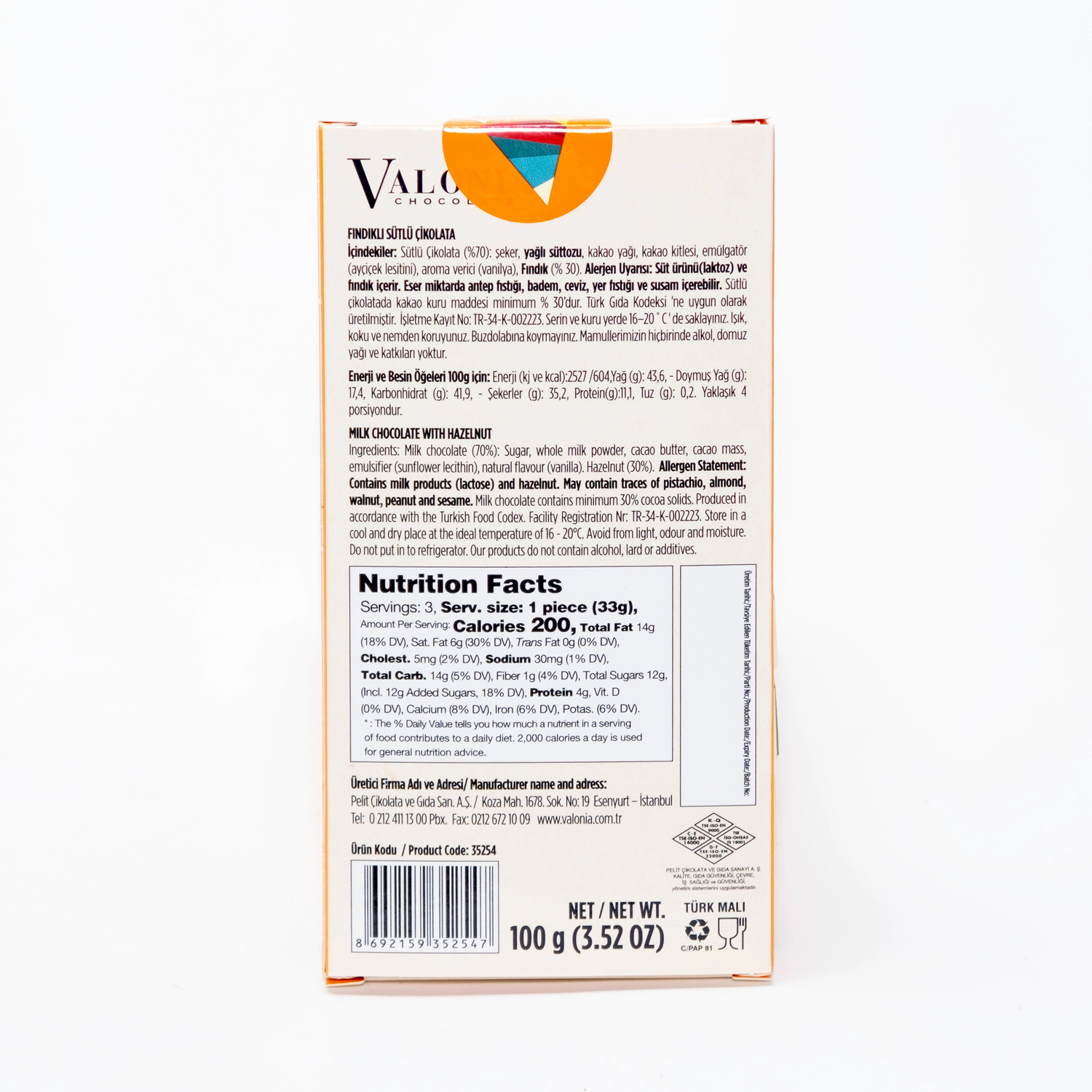 4U Sütlü Fındıklı Çikolata  100Gr.
