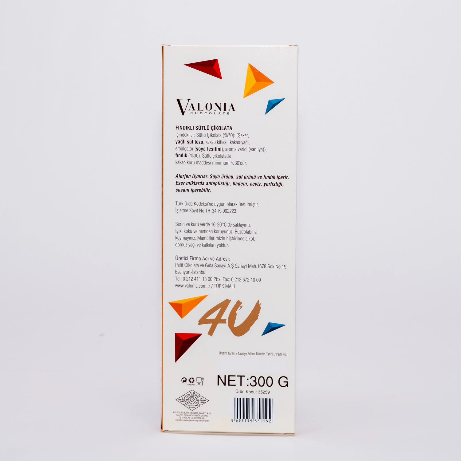 4U Sütlü Fındıklı Çikolata  300Gr.