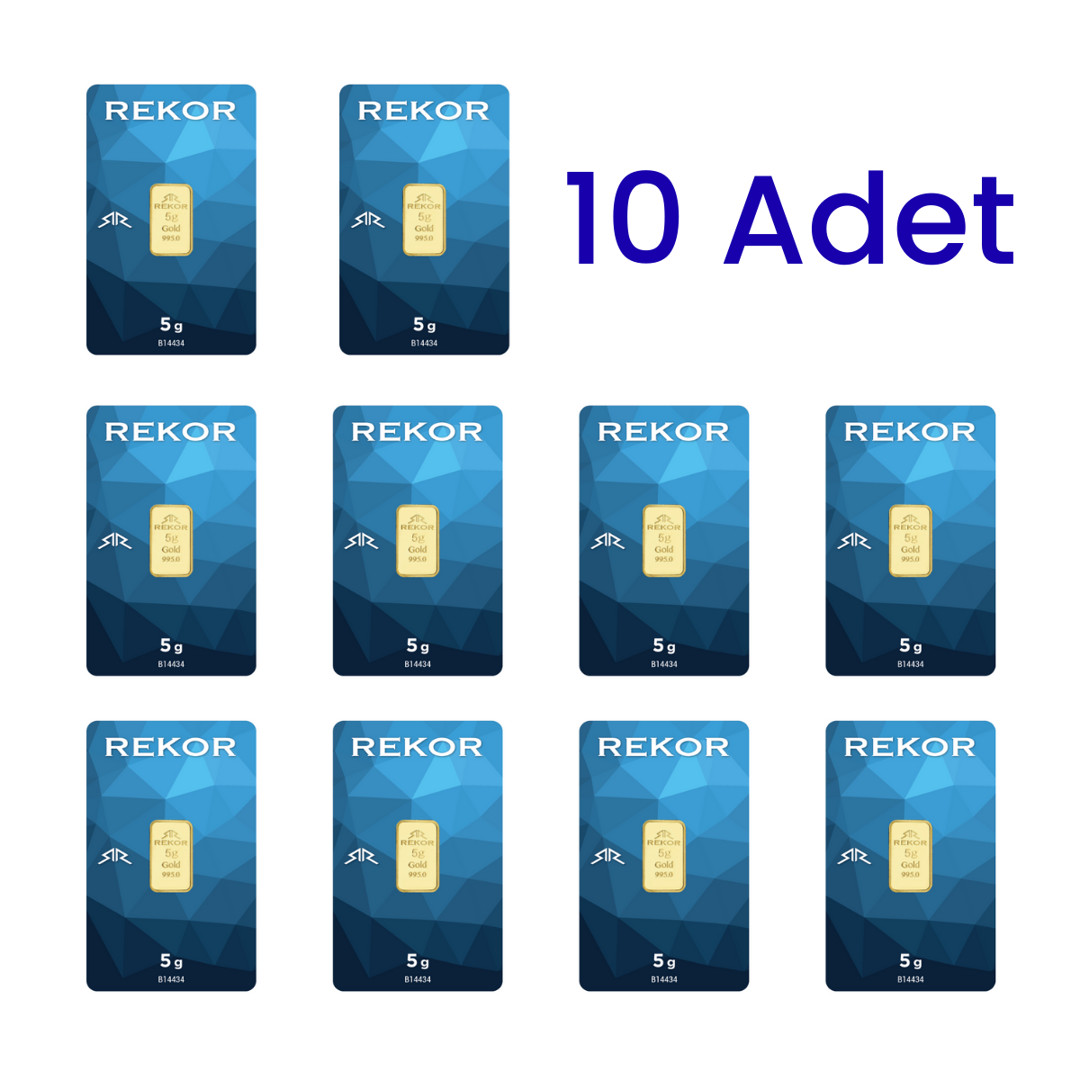 10 Adet 5 Gr 24 Ayar Gram Altın