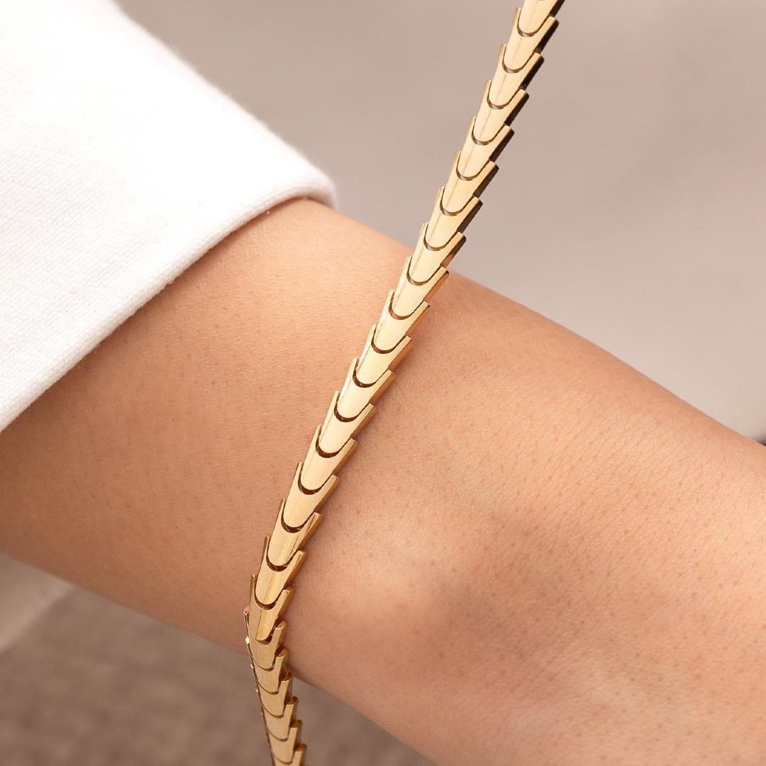 14 Ayar Altın Dalga Model Tasarım Bileklik