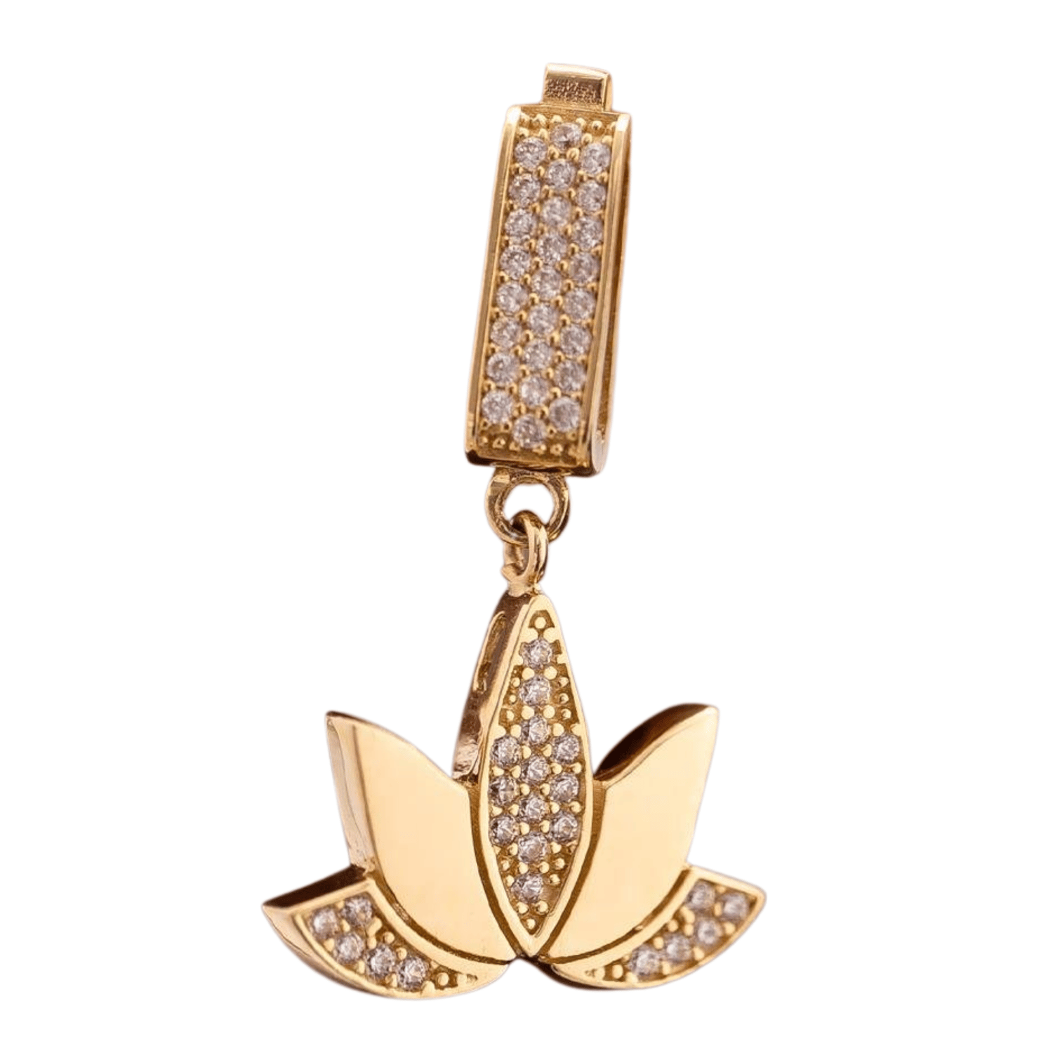 14 Ayar Altın Klipsli Lotus Çiçeği Kolye Ucu