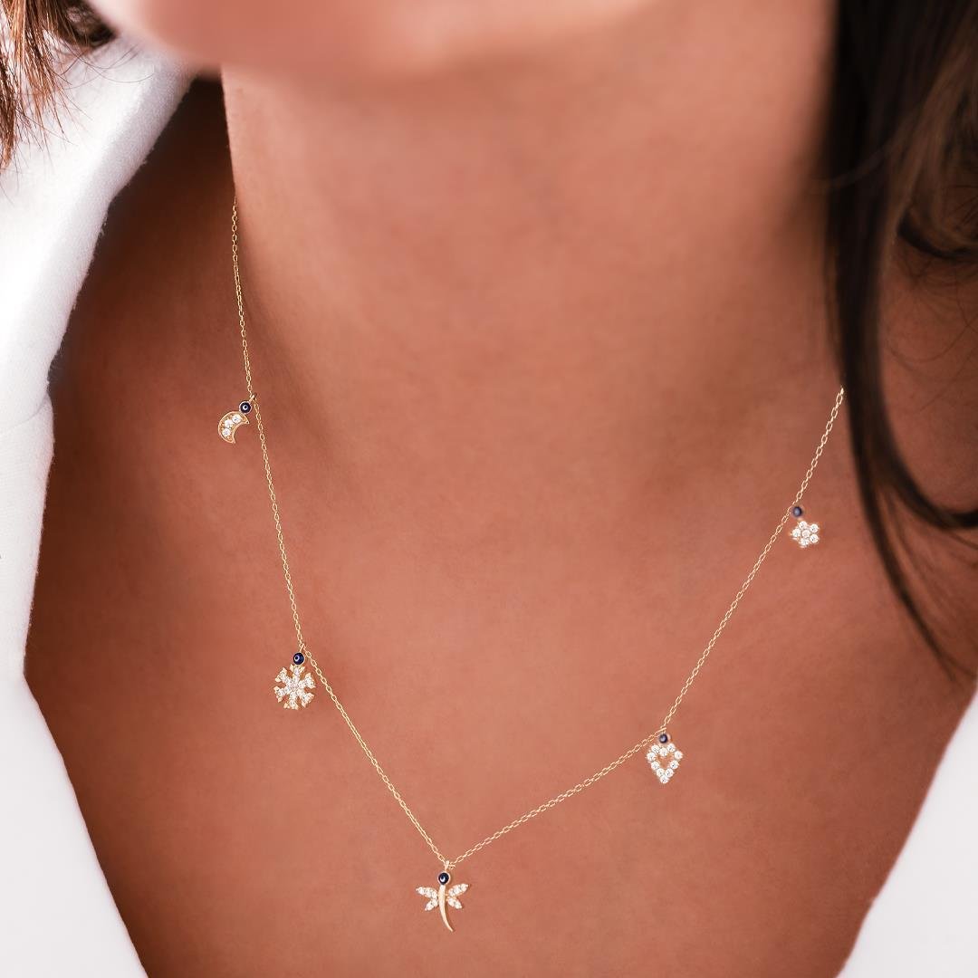 14 Ayar Altın Minimal Şans Kolye