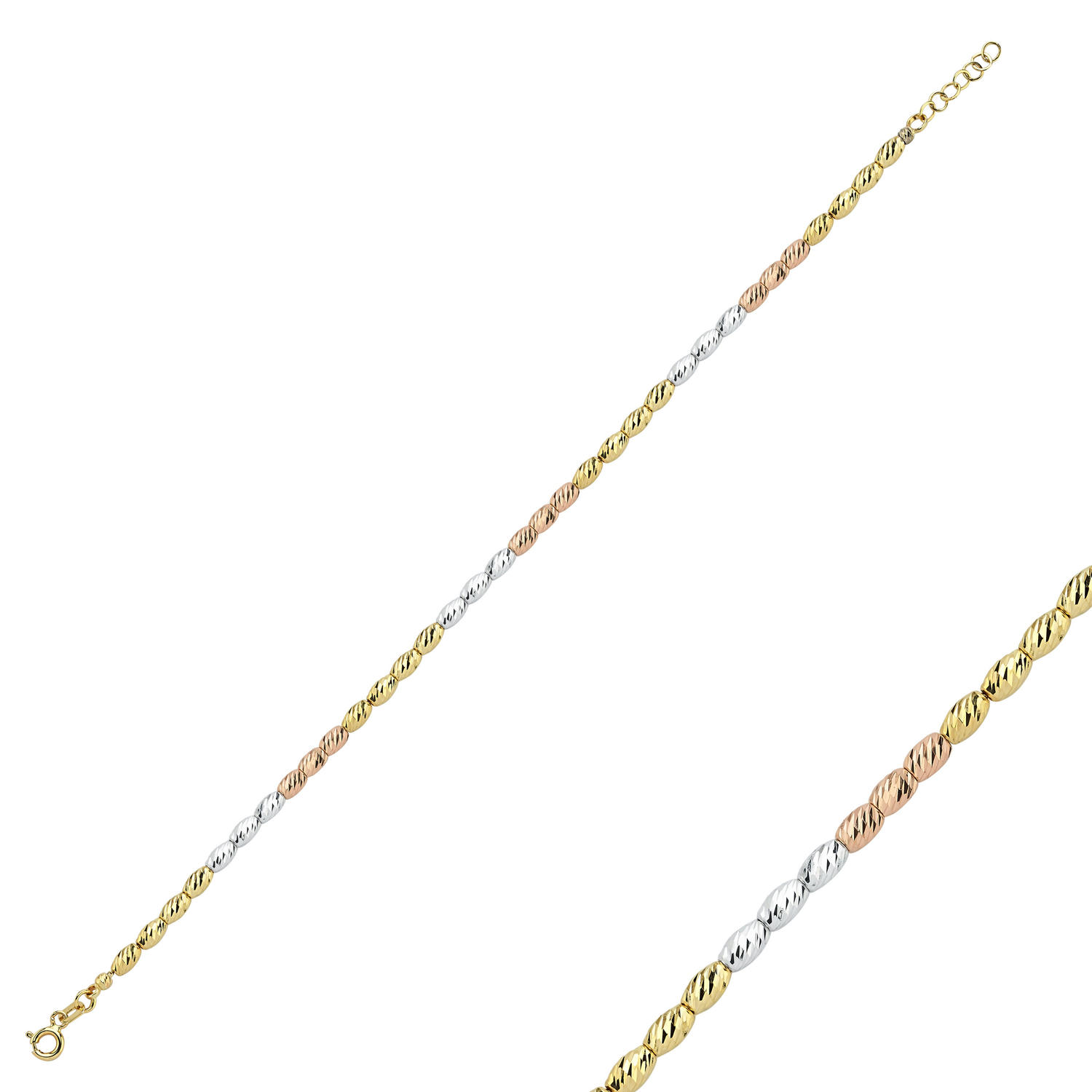 3 Renkli Dorika Bileklik 14 Ayar Altın