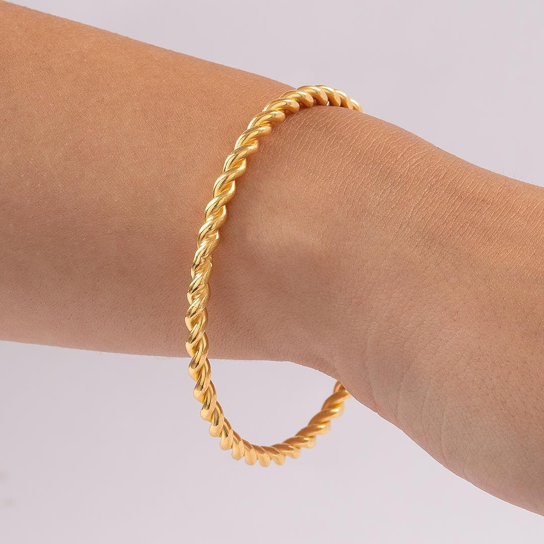 30 Gram Düz İkili Burma Bilezik 22 Ayar