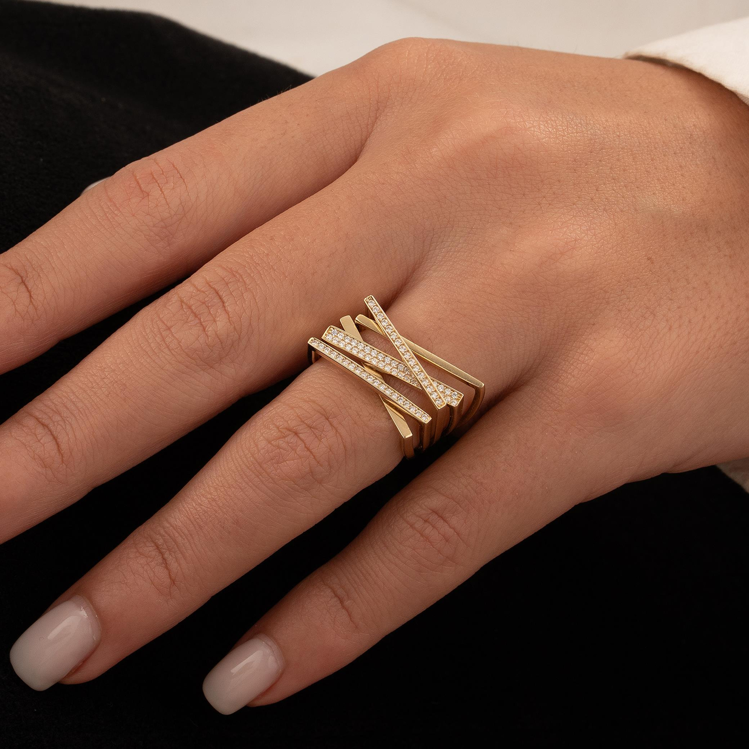 Cetaş Eterna Çapraz Model 14 Ayar Altın Yüzük