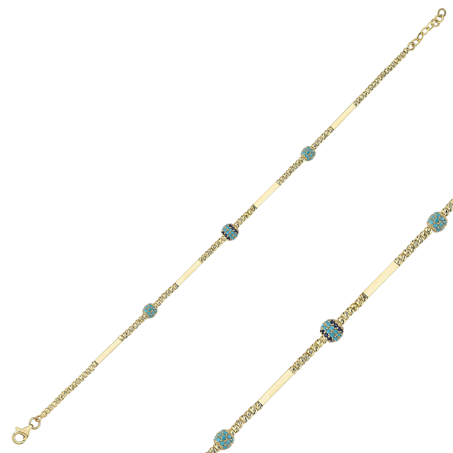 Firuze Taşlı 14 Ayar Altın Bileklik