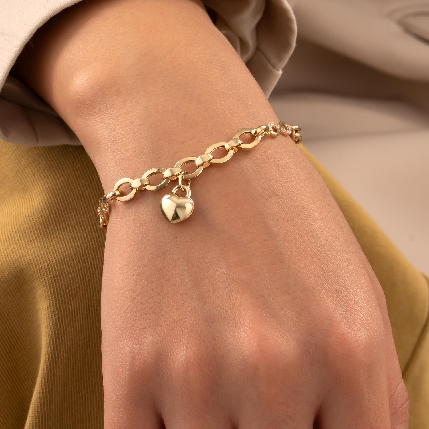 Kalpli Kalın Ataç 14 Ayar Bileklik