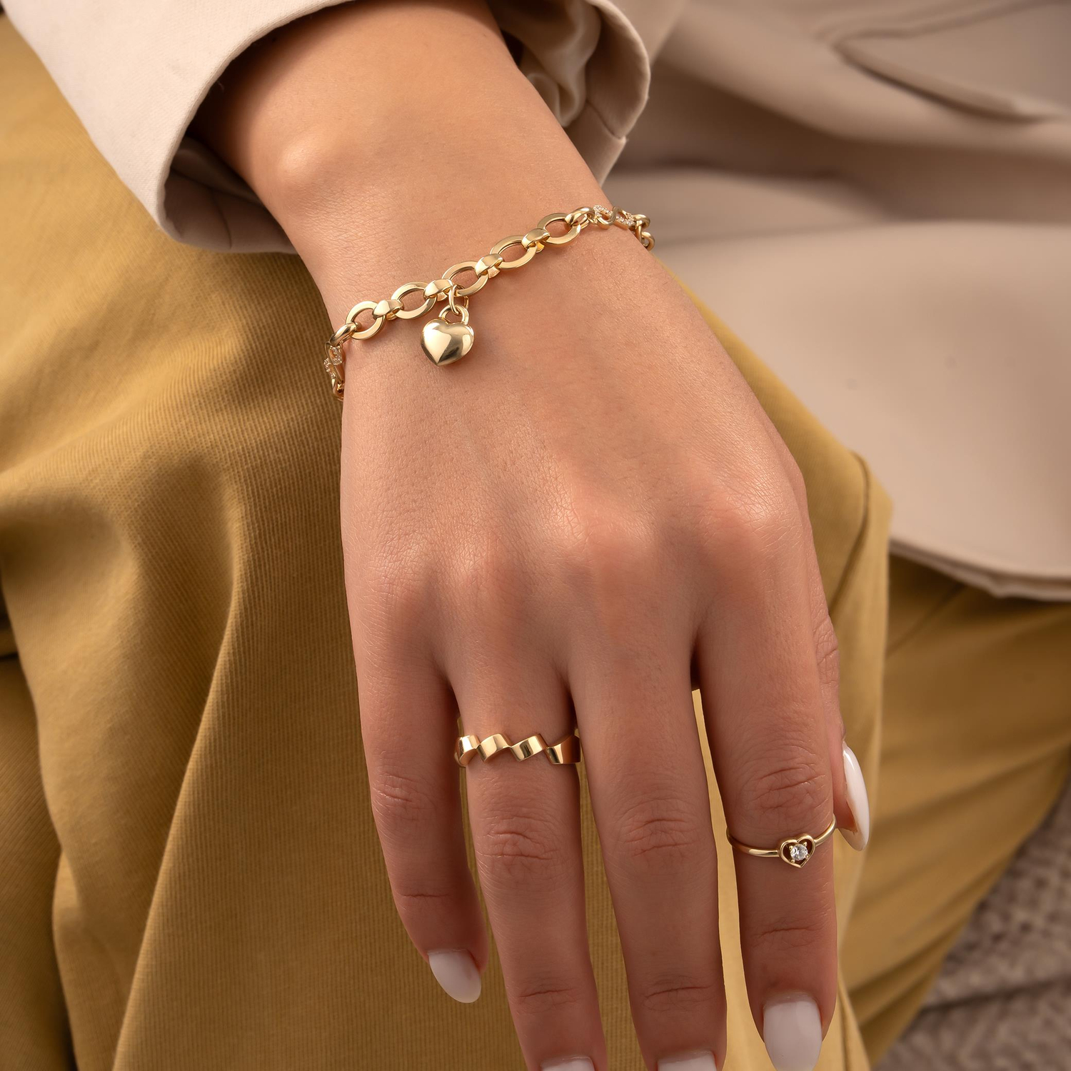 Kalpli Kalın Ataç 14 Ayar Bileklik