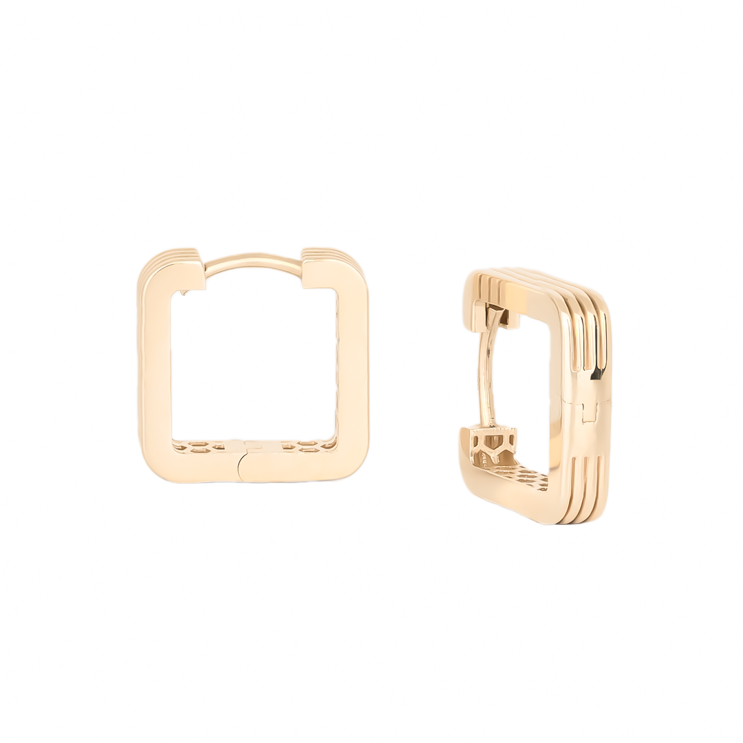 Kare Taşsız Halka Küpe 14 Ayar Altın