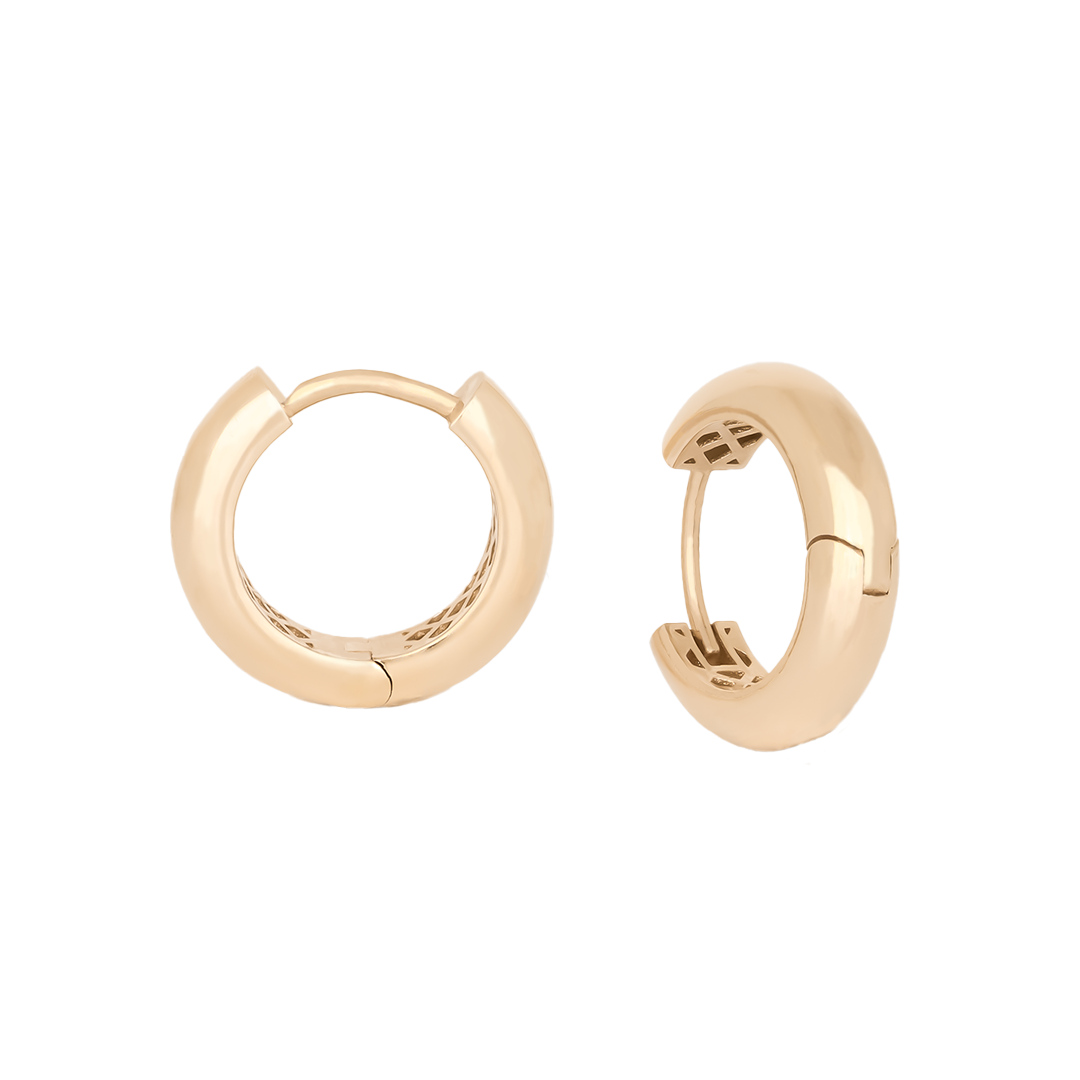 Klasik Bombeli Halka Küpe 14 Ayar Altın