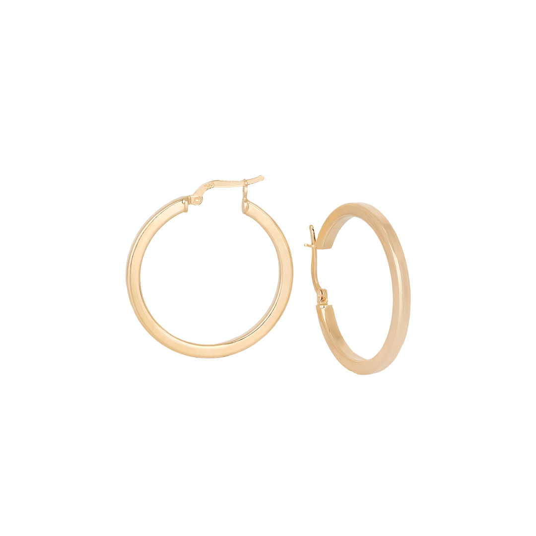 Klasik Taşsız Halka Küpe 14 Ayar Altın