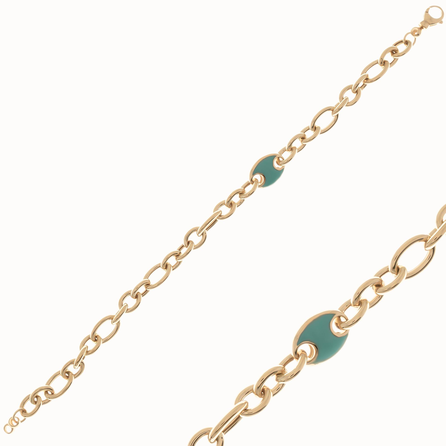 Mavi Renkli Tasarım 14 Ayar Altın Bileklik