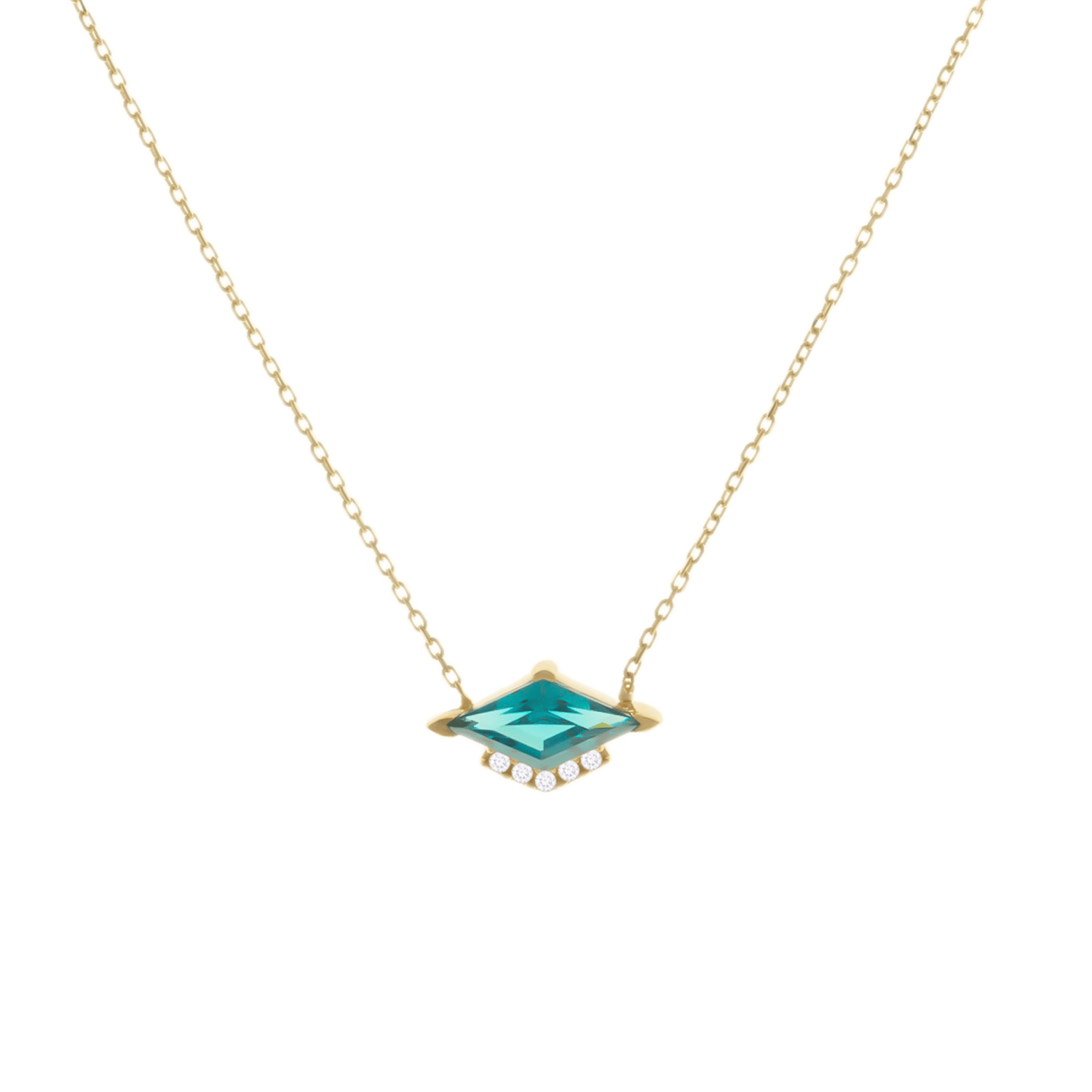 Mavi Taşlı 14 Ayar Altın Kolye